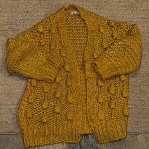 Oversized Cozy Mustard Yellow Knit Sweater